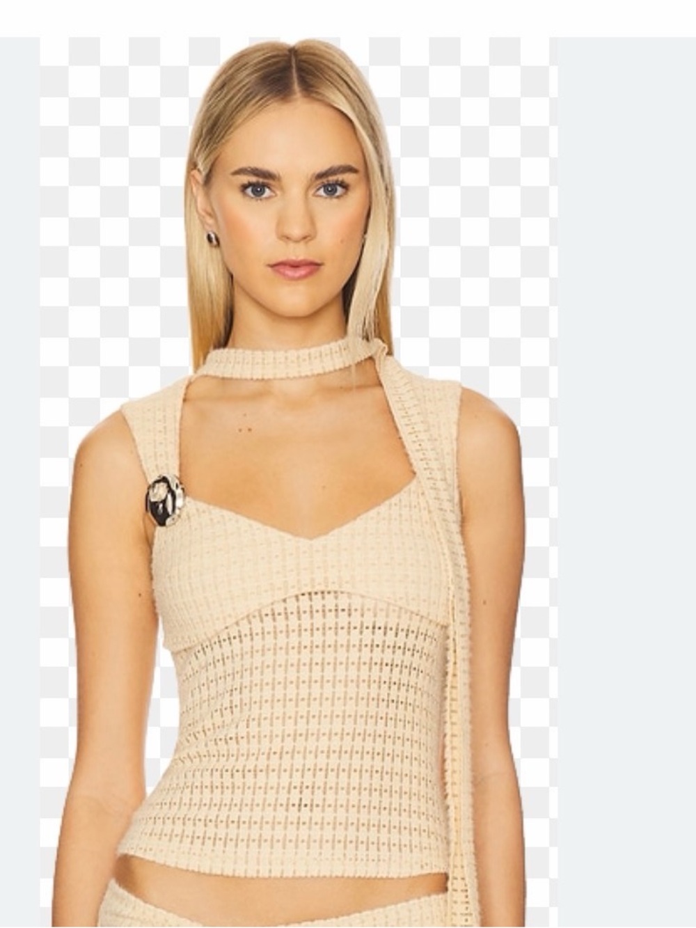 Lioness Cream Knit Sleeveless Top with Scarf Detail